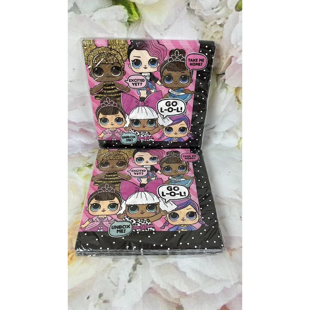 LOL Dolls Birthday Party Napkins Set Of 2 Large 16 COUNT 2 Ply NEW Sealed Pink